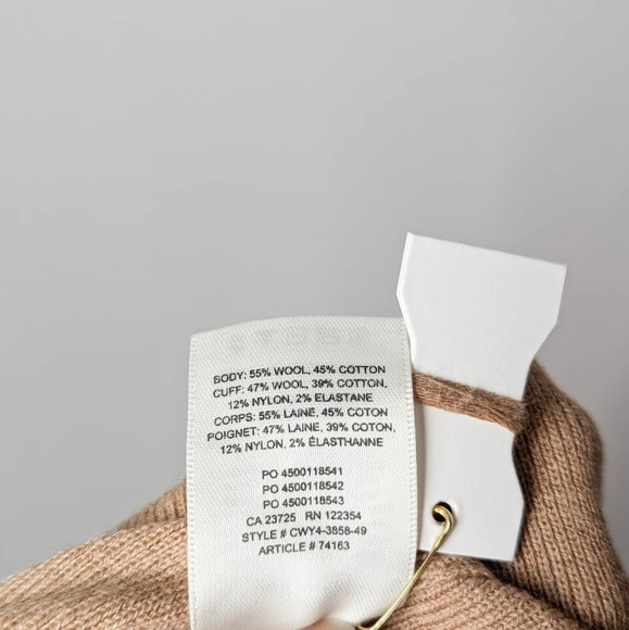ARITZIA WILFRED Rebecca Sweater Merino Wool Light Brown Cropped Turtleneck XXS - Picture 10 of 10